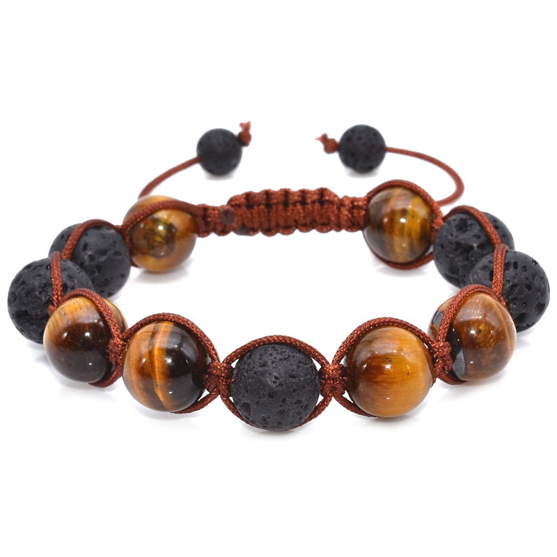 Armband aus Lavastein und Tigerauge-Edelstein