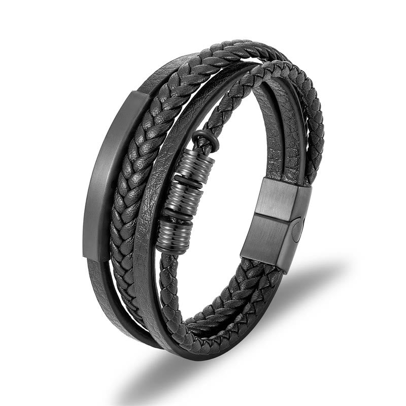 Balance-Armband aus Leder und Titanstahl mit magnetischer Schnalle