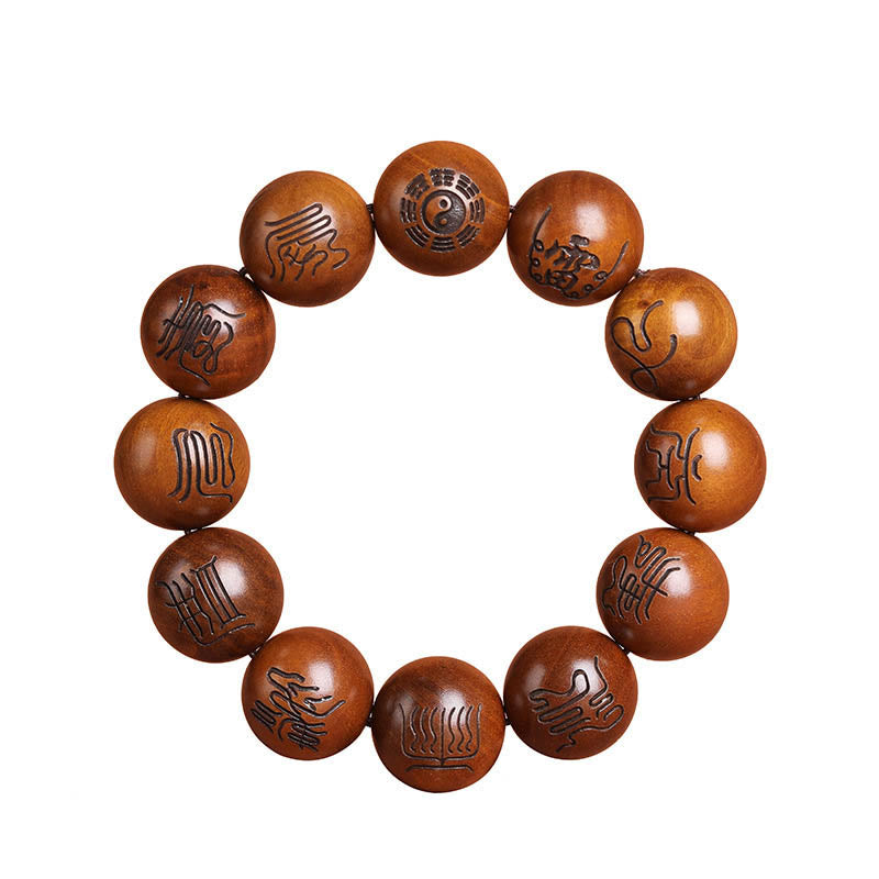 Vom Blitz getroffenes Yin-Yang-Armband aus Jujube-Holz zum Schutz