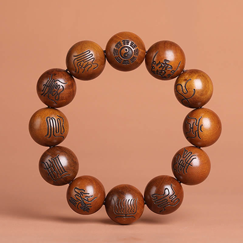 Vom Blitz getroffenes Yin-Yang-Armband aus Jujube-Holz zum Schutz