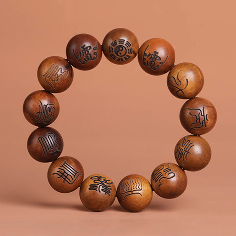 Vom Blitz getroffenes Yin-Yang-Armband aus Jujube-Holz zum Schutz