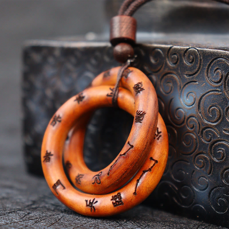 Vom Blitz getroffener Jujube-Holz-Yin-Yang-Halskettenanhänger