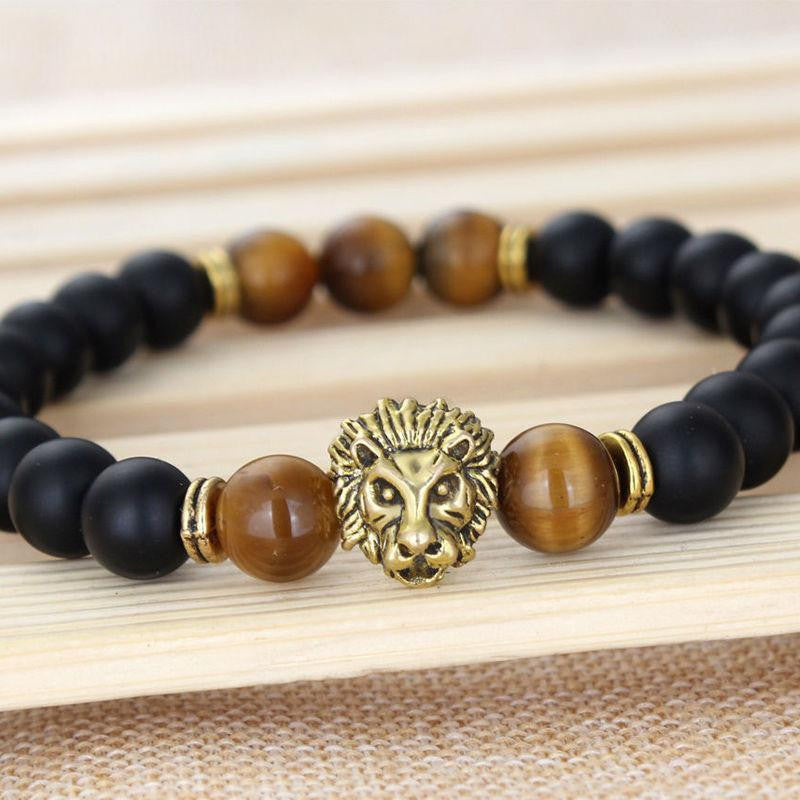 Löwenstärke-Armband mit Achat und Onyx