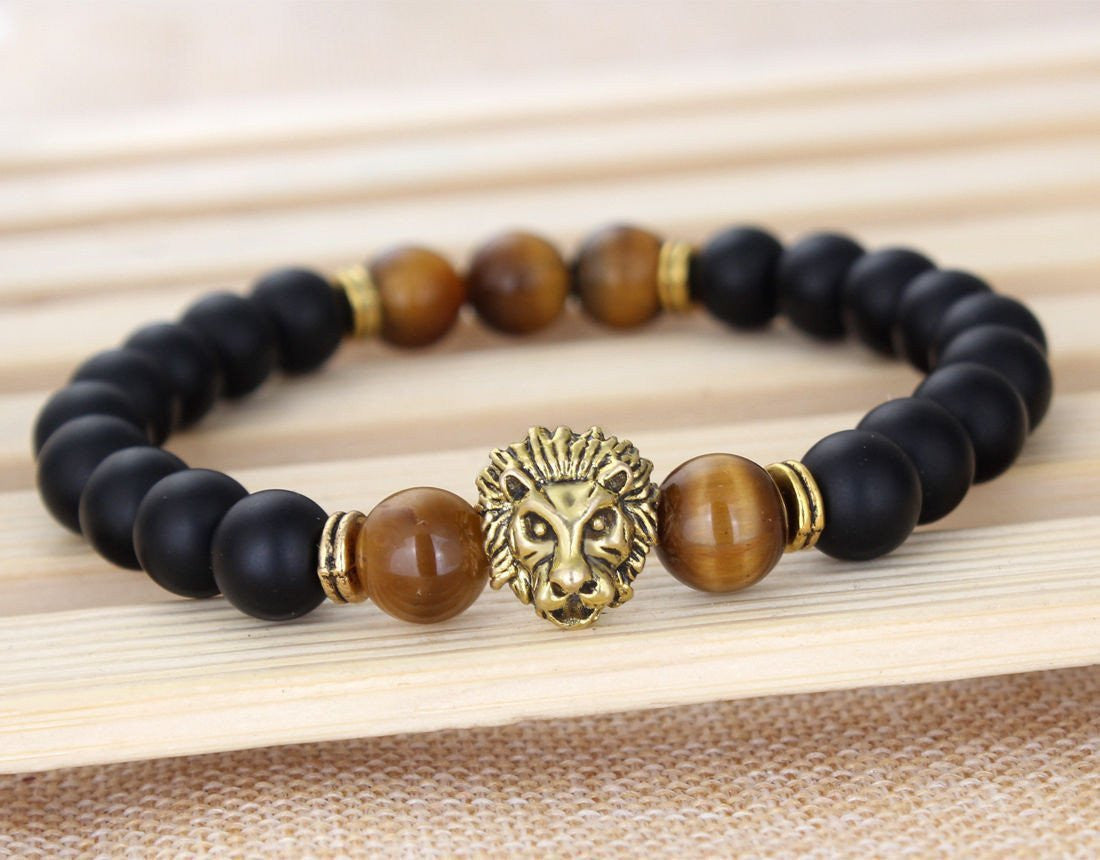 Löwenstärke-Armband mit Achat und Onyx