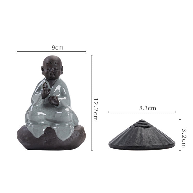 Kleiner Zen-Mönch, Keramik-Teesieb, Meditations-Buddha-Statue