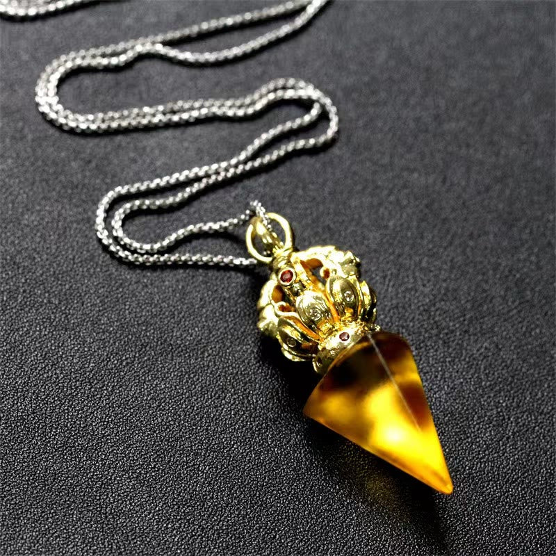 Liuli Crystal Dorje Vajra Halskette mit spiritueller Stärke
