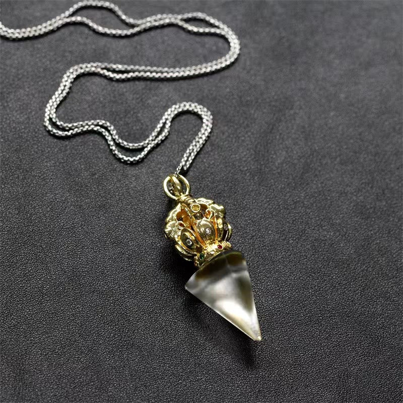 Liuli Crystal Dorje Vajra Halskette mit spiritueller Stärke