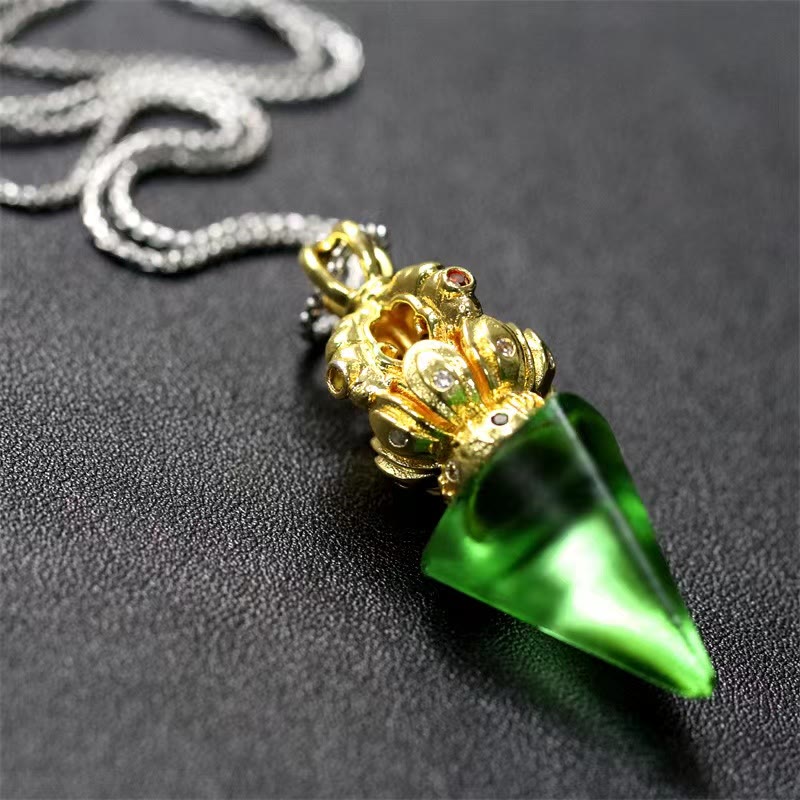 Liuli Crystal Dorje Vajra Halskette mit spiritueller Stärke