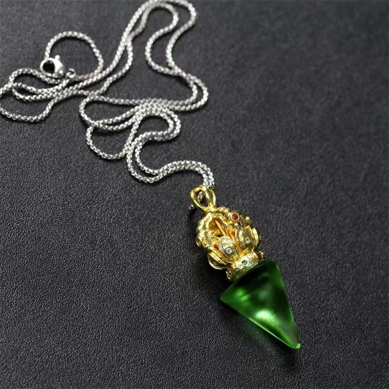 Liuli Crystal Dorje Vajra Halskette mit spiritueller Stärke