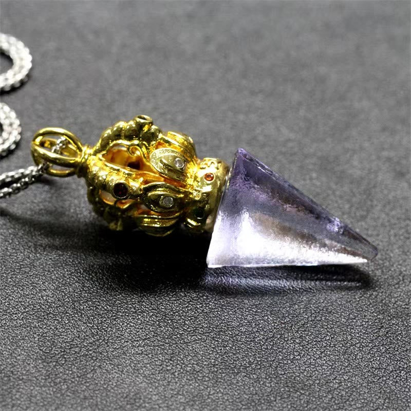Liuli Crystal Dorje Vajra Halskette mit spiritueller Stärke