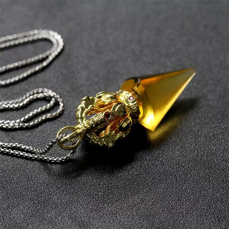 Liuli Crystal Dorje Vajra Halskette mit spiritueller Stärke