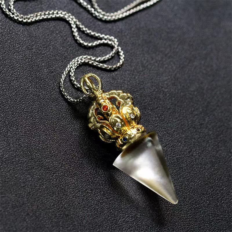 Liuli Crystal Dorje Vajra Halskette mit spiritueller Stärke