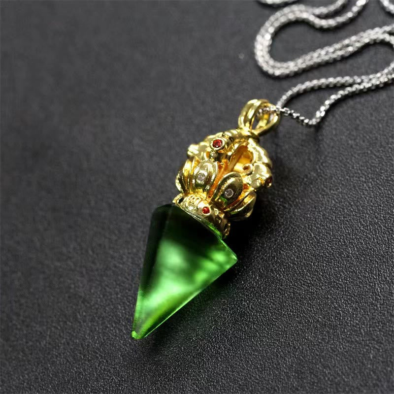 Liuli Crystal Dorje Vajra Halskette mit spiritueller Stärke