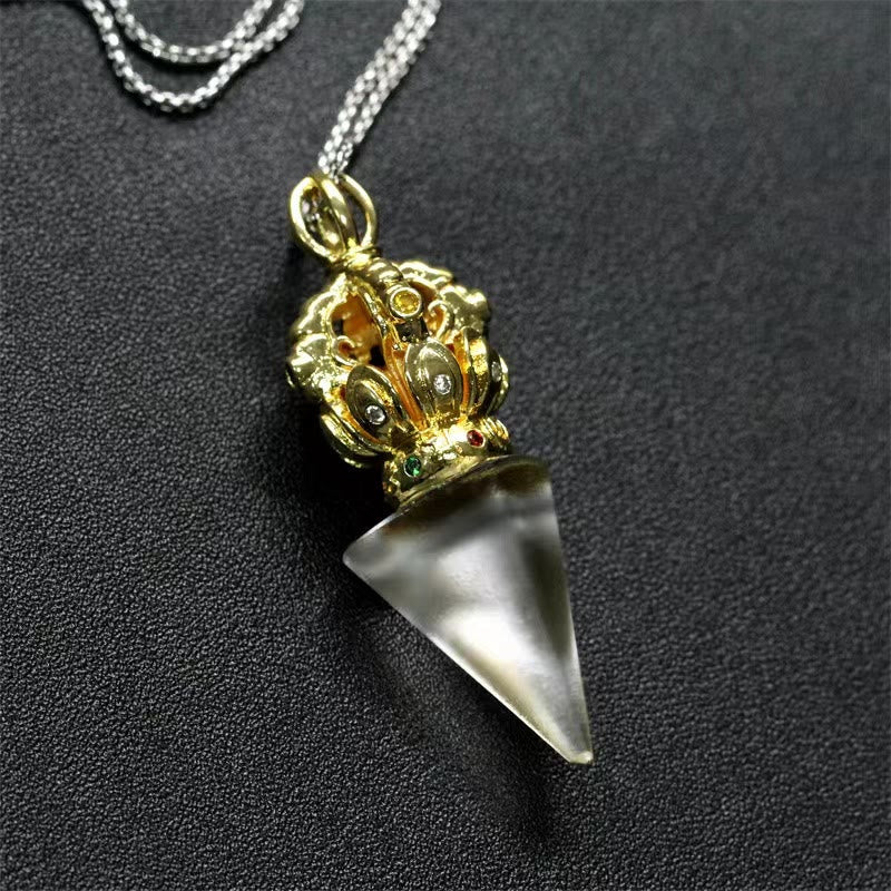 Liuli Crystal Dorje Vajra Halskette mit spiritueller Stärke