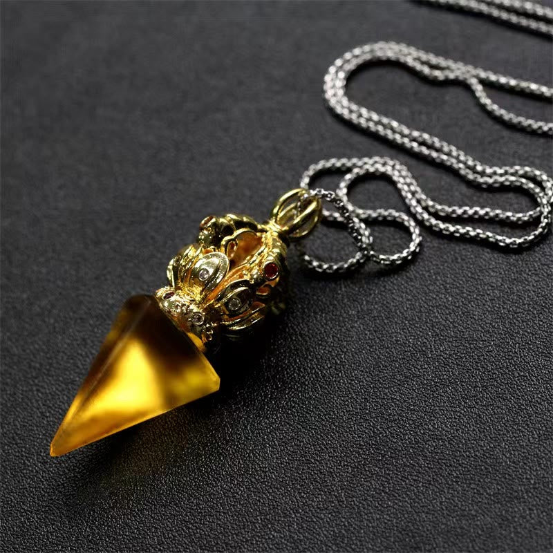 Liuli Crystal Dorje Vajra Halskette mit spiritueller Stärke