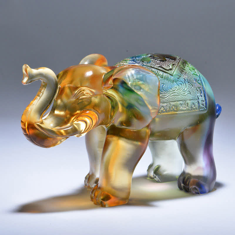 Liuli Kristall-Elefanten-Kunstwerk | Weisheits- und Reichtumsfigur
