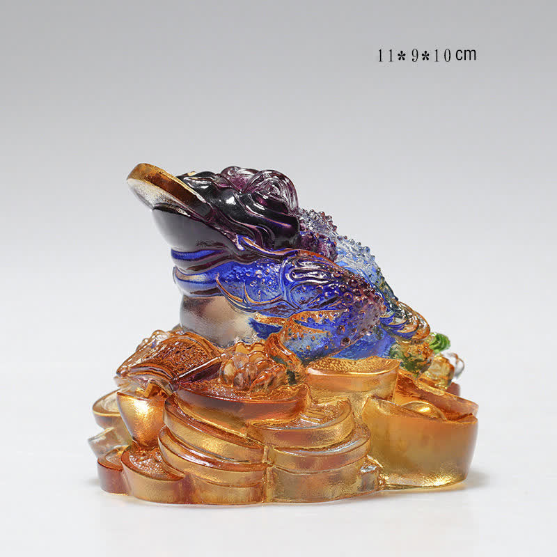 Liuli Kristall-Feng-Shui-Frosch-Skulptur, 11 cm, Wohlstandskunst
