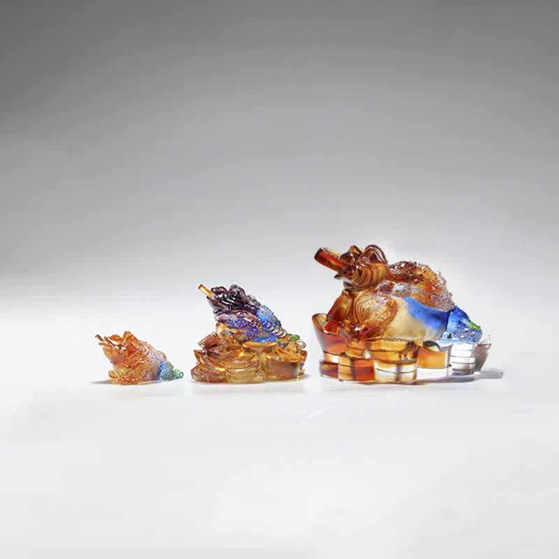 Liuli Kristall-Feng-Shui-Frosch-Skulptur, 11 cm, Wohlstandskunst