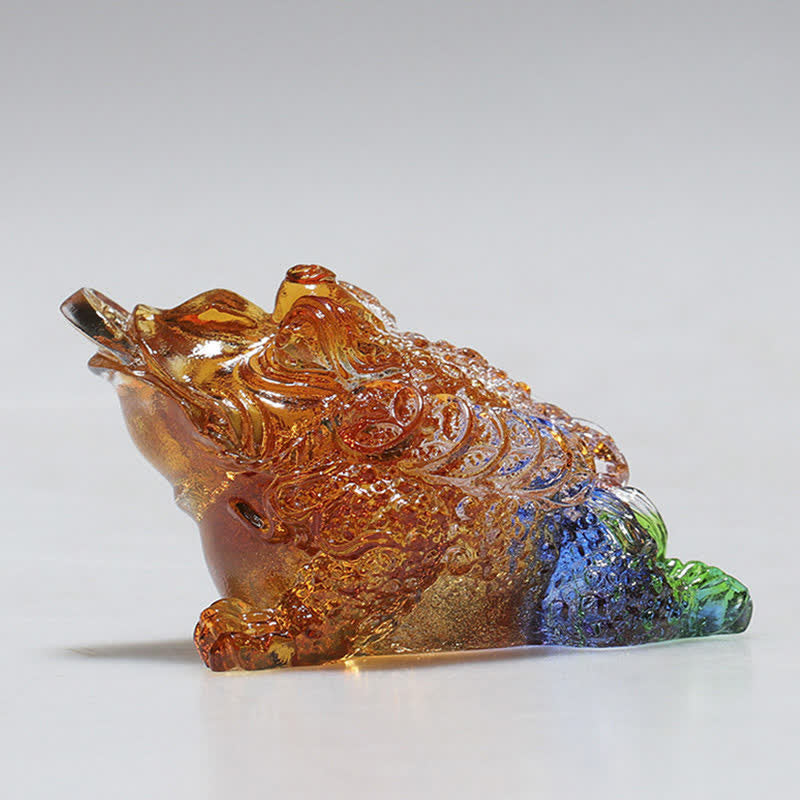 Liuli Kristall-Feng-Shui-Frosch-Skulptur, 11 cm, Wohlstandskunst