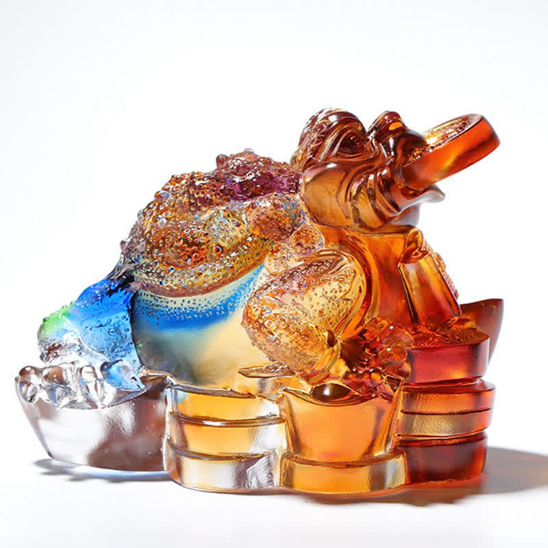Liuli Kristall-Feng-Shui-Frosch-Skulptur, 11 cm, Wohlstandskunst