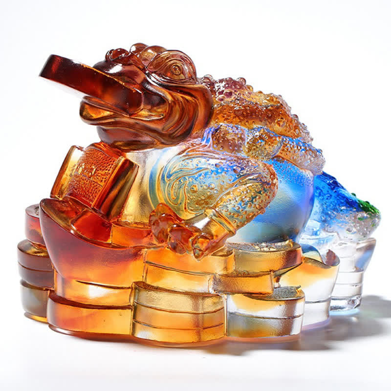 Liuli Kristall-Feng-Shui-Frosch-Skulptur, 11 cm, Wohlstandskunst