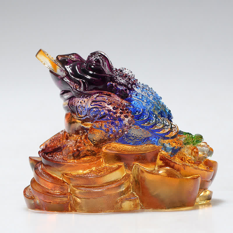 Liuli Kristall-Feng-Shui-Frosch-Skulptur, 11 cm, Wohlstandskunst