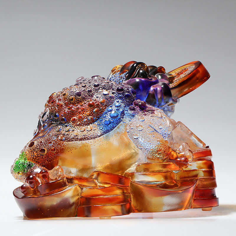 Liuli Kristall-Feng-Shui-Frosch-Skulptur, 11 cm, Wohlstandskunst