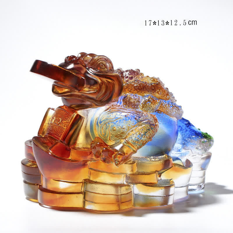 Liuli Kristall-Feng-Shui-Frosch-Skulptur, 11 cm, Wohlstandskunst