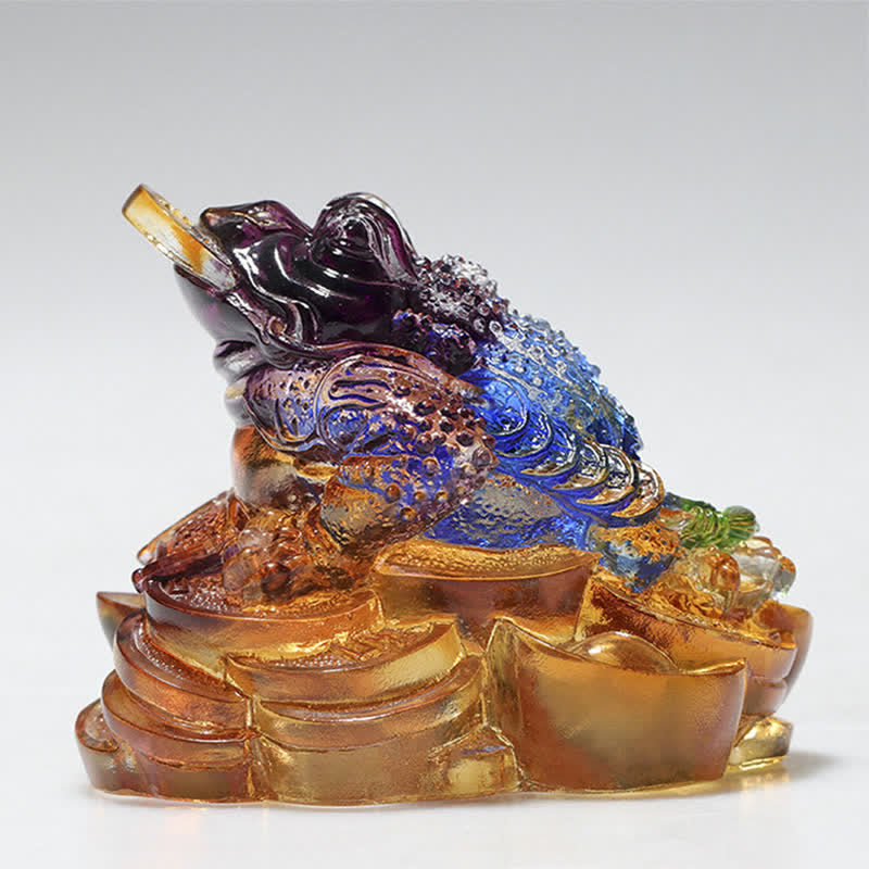 Liuli Kristall-Feng-Shui-Frosch-Skulptur, 11 cm, Wohlstandskunst