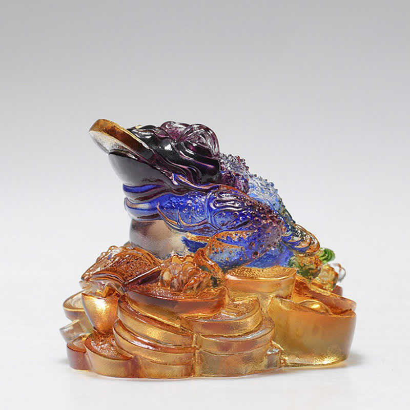 Liuli Kristall-Feng-Shui-Frosch-Skulptur, 11 cm, Wohlstandskunst
