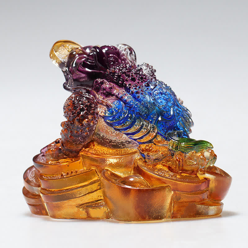 Liuli Kristall-Feng-Shui-Frosch-Skulptur, 11 cm, Wohlstandskunst