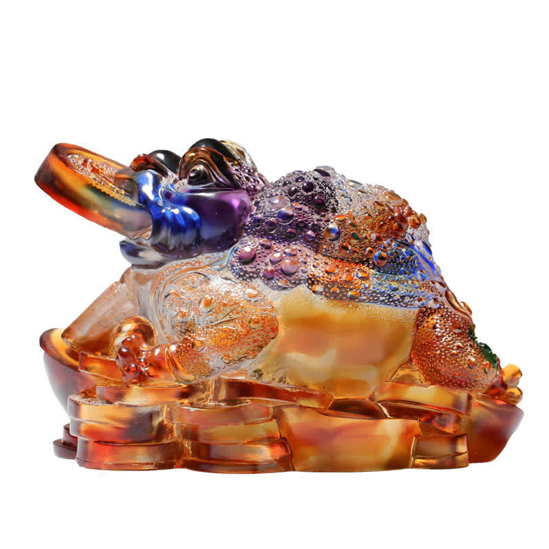 Liuli Kristall-Feng-Shui-Frosch-Skulptur, 11 cm, Wohlstandskunst