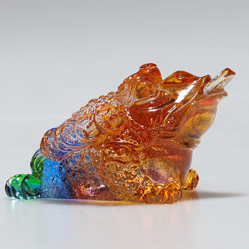 Liuli Kristall-Feng-Shui-Frosch-Skulptur, 11 cm, Wohlstandskunst