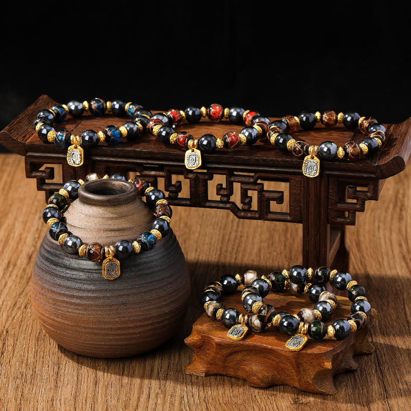 Spirituelles Armband aus Liuli-Glas für Glück und Reichtum, 12 mm