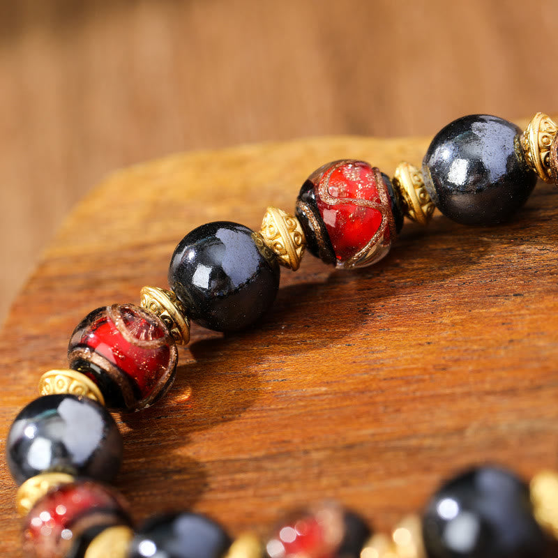Spirituelles Armband aus Liuli-Glas für Glück und Reichtum, 12 mm