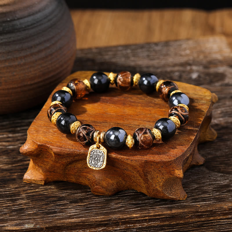 Spirituelles Armband aus Liuli-Glas für Glück und Reichtum, 12 mm