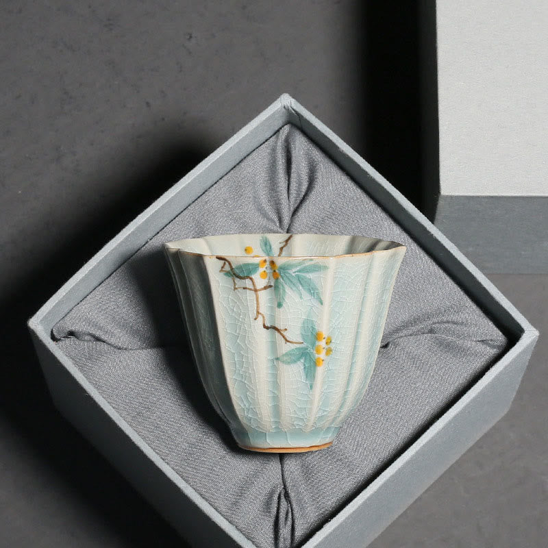 Japanische Kung-Fu-Teetasse aus Loquat-Hartriegel-Keramik, 75 ml, Zen-Dekor