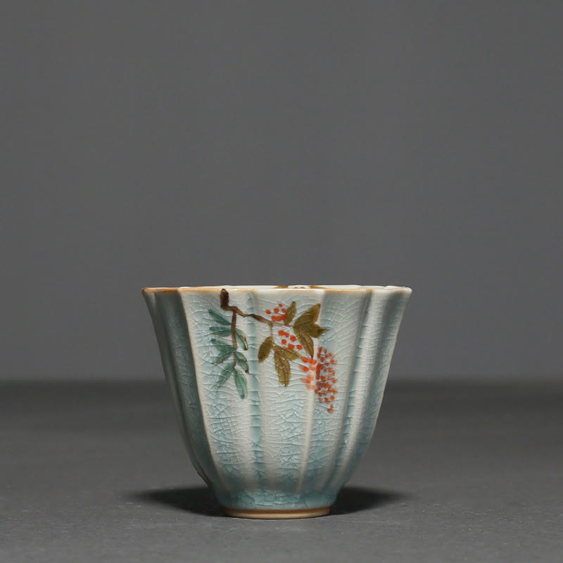 Japanische Kung-Fu-Teetasse aus Loquat-Hartriegel-Keramik, 75 ml, Zen-Dekor
