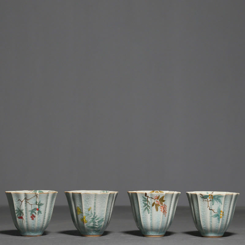 Japanische Kung-Fu-Teetasse aus Loquat-Hartriegel-Keramik, 75 ml, Zen-Dekor