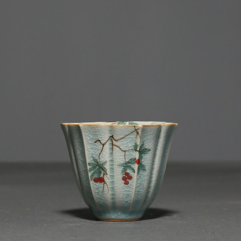 Japanische Kung-Fu-Teetasse aus Loquat-Hartriegel-Keramik, 75 ml, Zen-Dekor