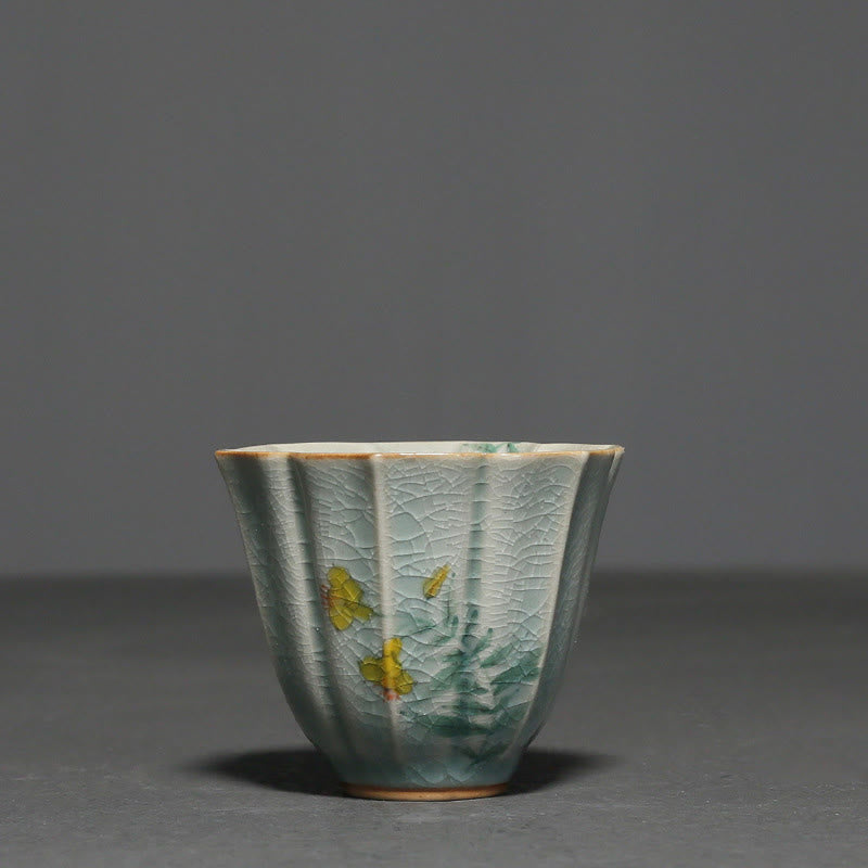 Japanische Kung-Fu-Teetasse aus Loquat-Hartriegel-Keramik, 75 ml, Zen-Dekor