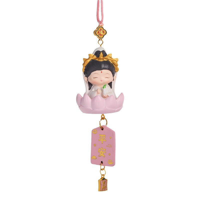 Lotus Avalokitesvara Buddha Fu Auto zum Aufhängen, 34 cm