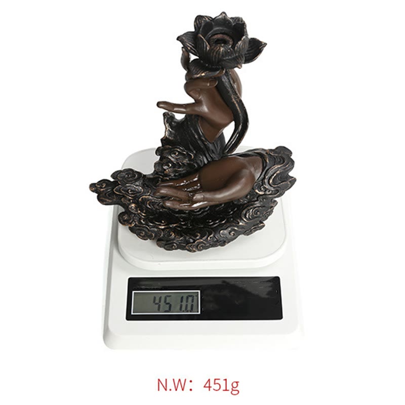 Rückfluss-Räuchergefäß mit Lotus-Buddha-Hand, Kunstharz, 17,9 cm