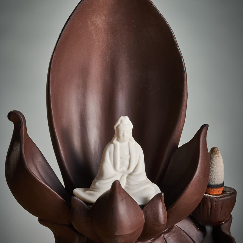 Lotus Buddha Lila Ton Räuchergefäß Spirituelles Dekor