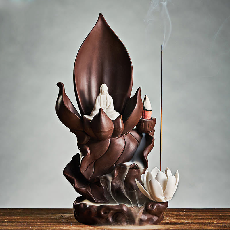 Lotus Buddha Lila Ton Räuchergefäß Spirituelles Dekor