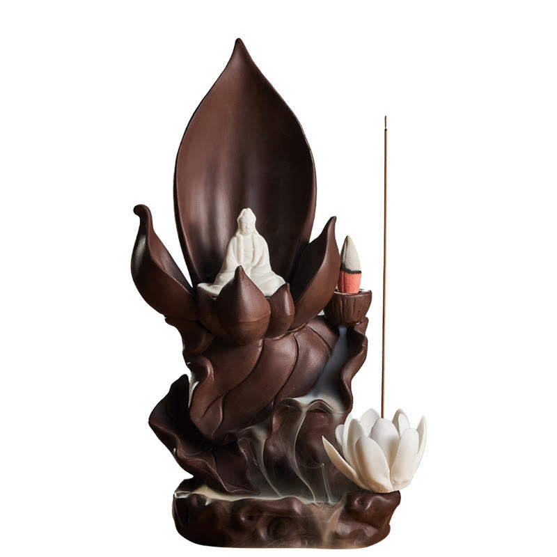 Lotus Buddha Lila Ton Räuchergefäß Spirituelles Dekor