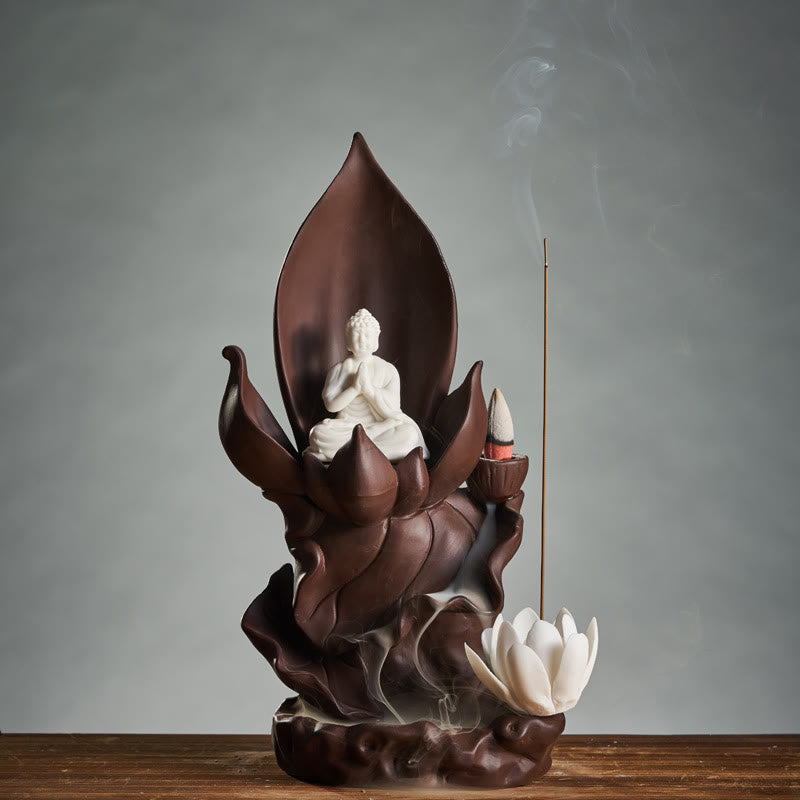 Lotus Buddha Lila Ton Räuchergefäß Spirituelles Dekor