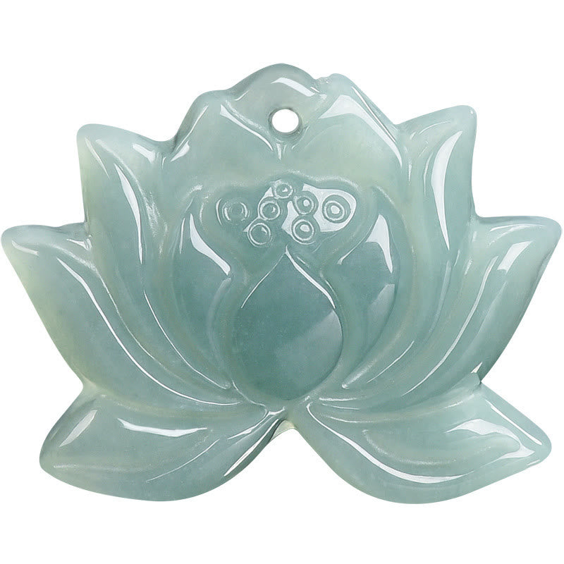 Lotus geschnitzter Jade-Halskettenanhänger für Wohlstand, 22 mm