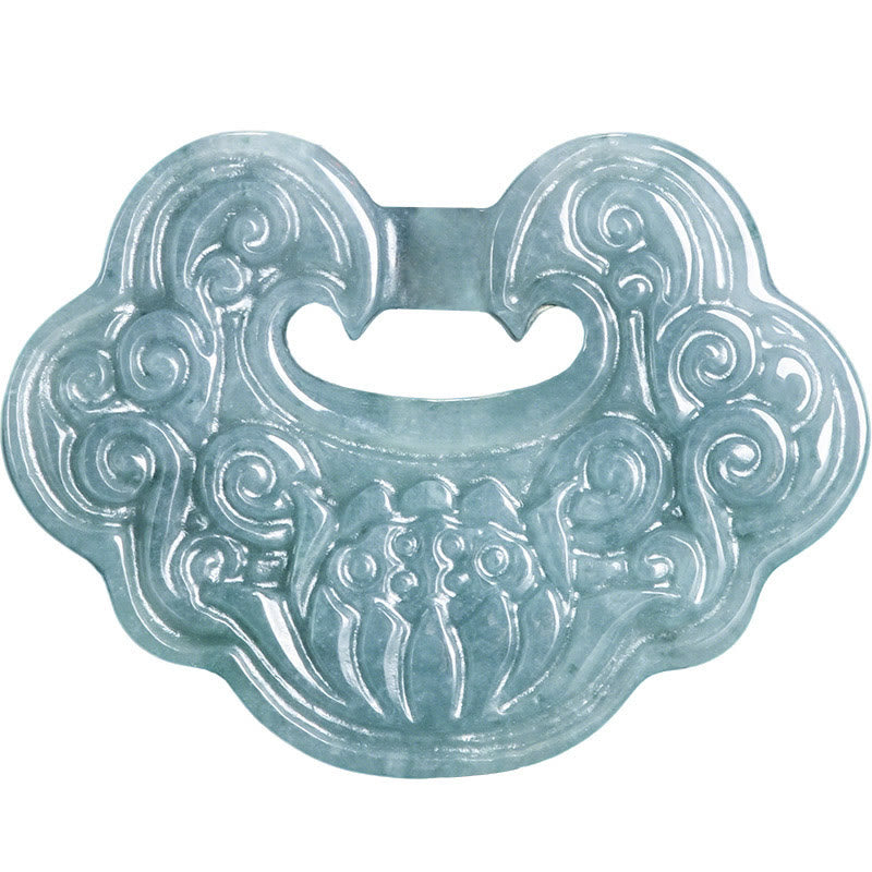 Lotus-geschnitzte Jade-Ruyi-Halskette für Überfluss und Wohlstand