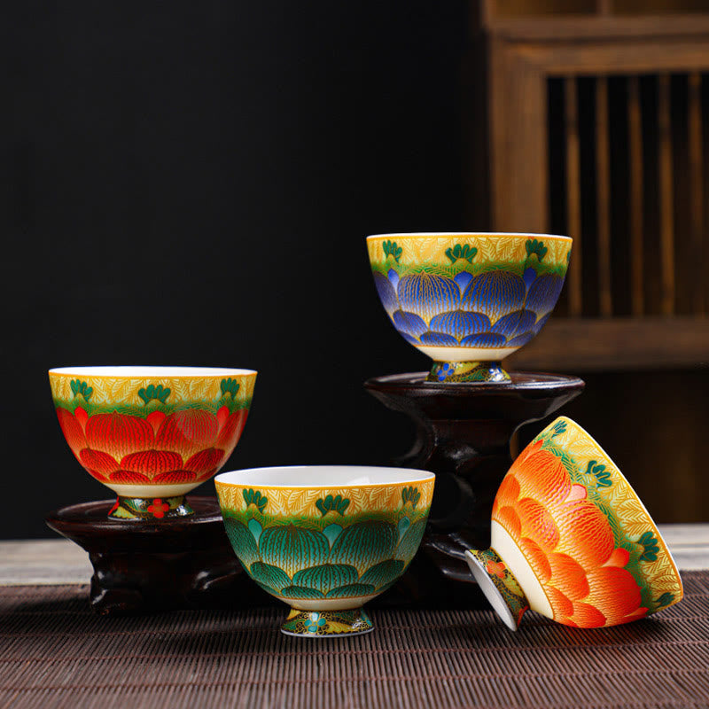 Lotus Keramik-Teetasse 100 ml Blumendesign | Geschirr